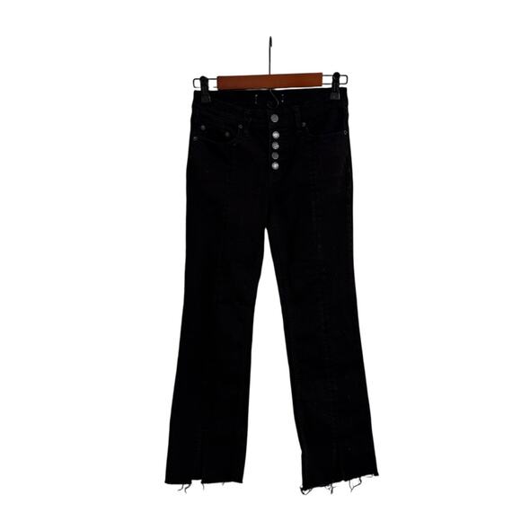 FREE PEOPLE We The Free Black Button Fly BOHO 90s Boot Cut Jeans Size Women's 25 - Picture 1 of 6